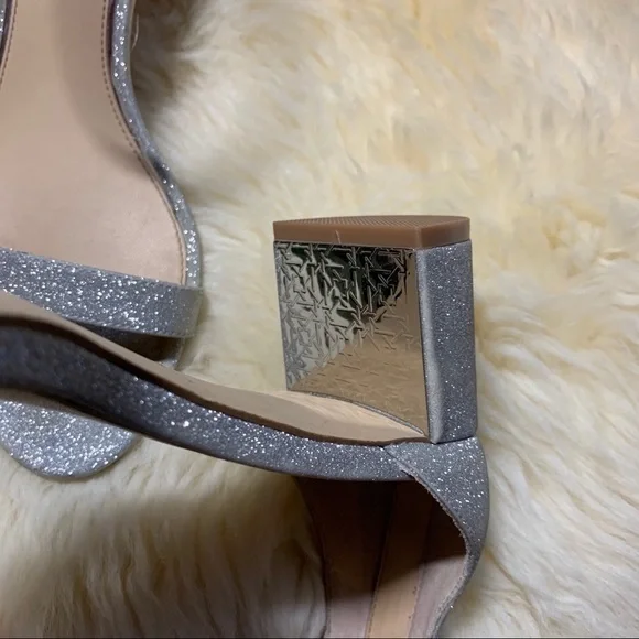 BHLDN Badgley Mischka JEWEL Silver Glitter Heels 10